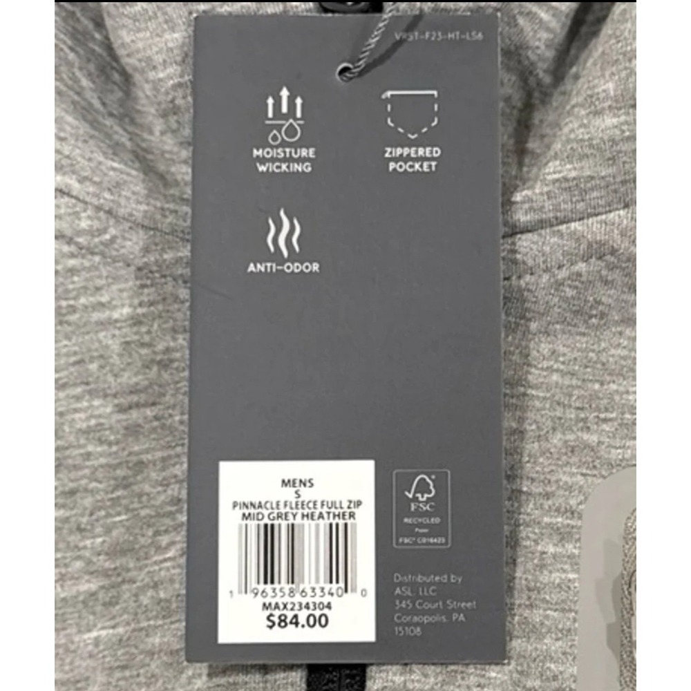 Men's‎ VRST Gray Pinnacle Fleece Full Zip Hoodie Athletic Jacket - Small - Picture 7 of 7